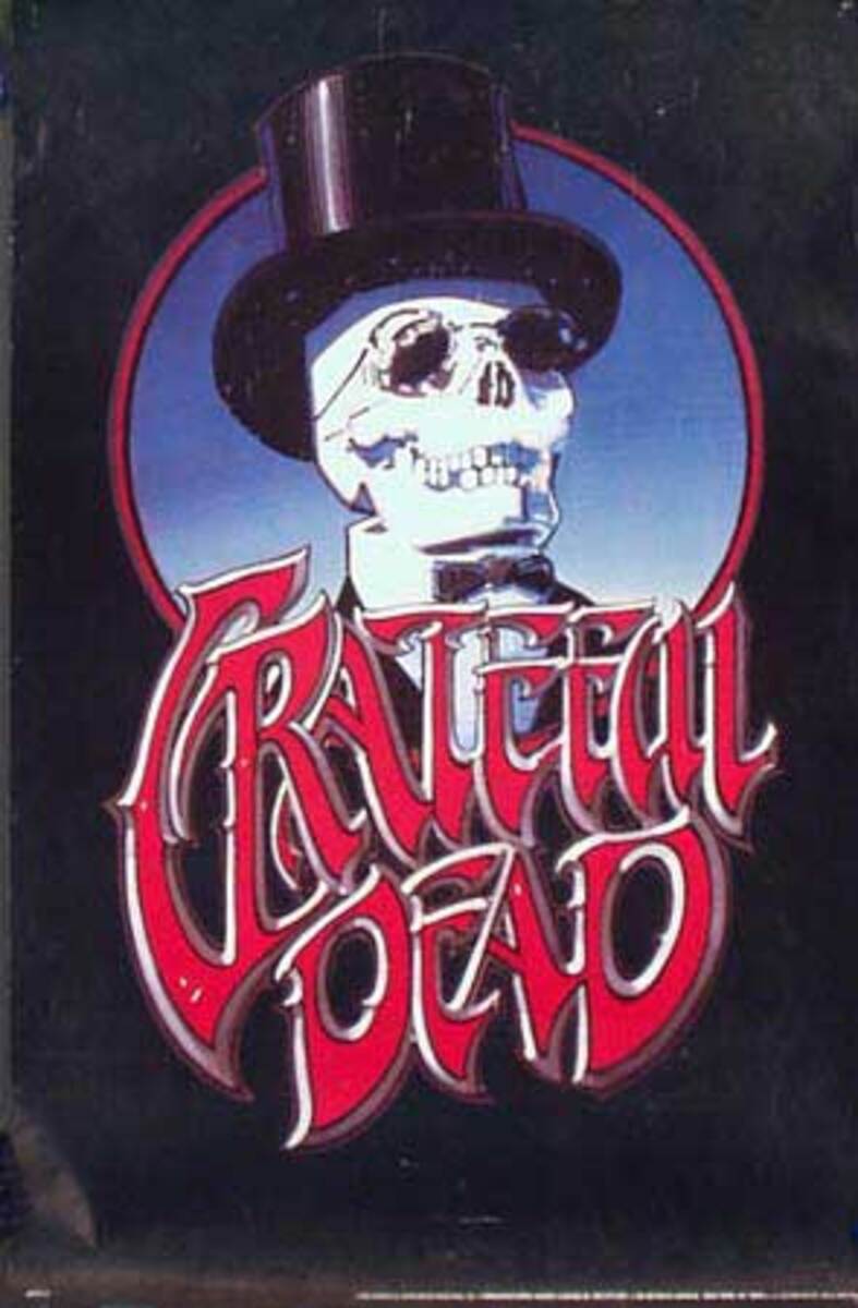 Greatful Dead Original Rock and Roll Poster Skull in Tophat
