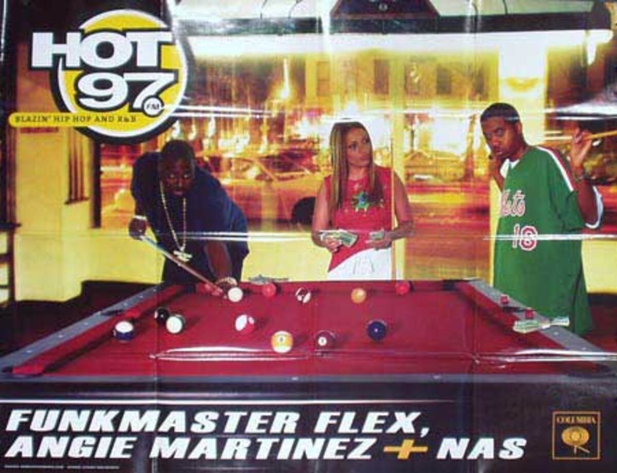 Hot 97 Radio Station Original Vintage Advertising Poster Funkmaster Flex, Angie Martinez and Naz