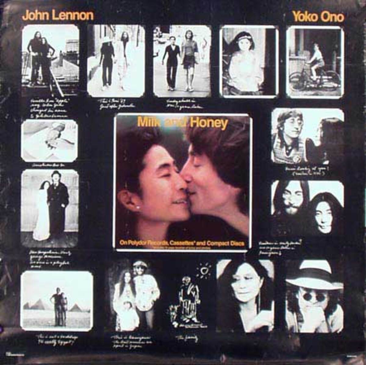 John Lennon Yoko Ono Original Rock and Roll Poster Milk And Honey
