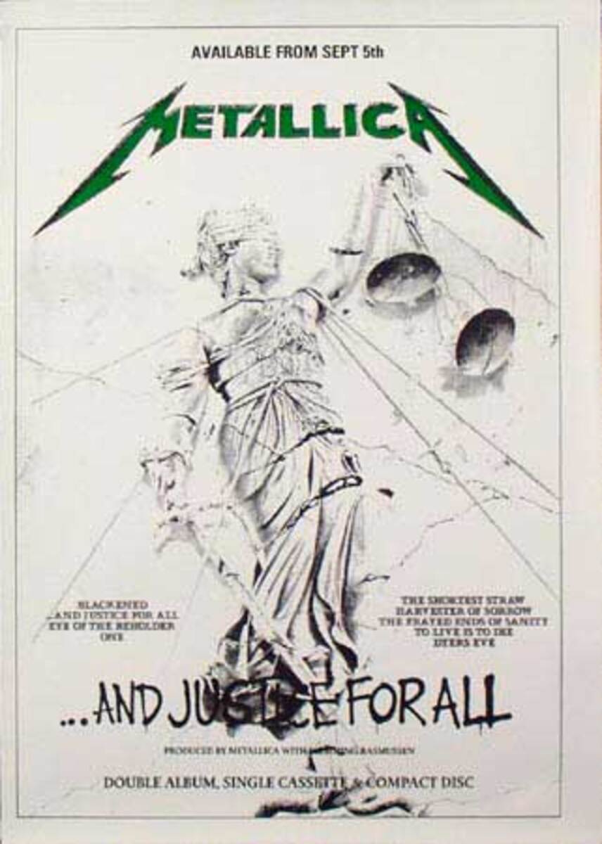 Metallica Original Rock and Roll Poster And Justice For All