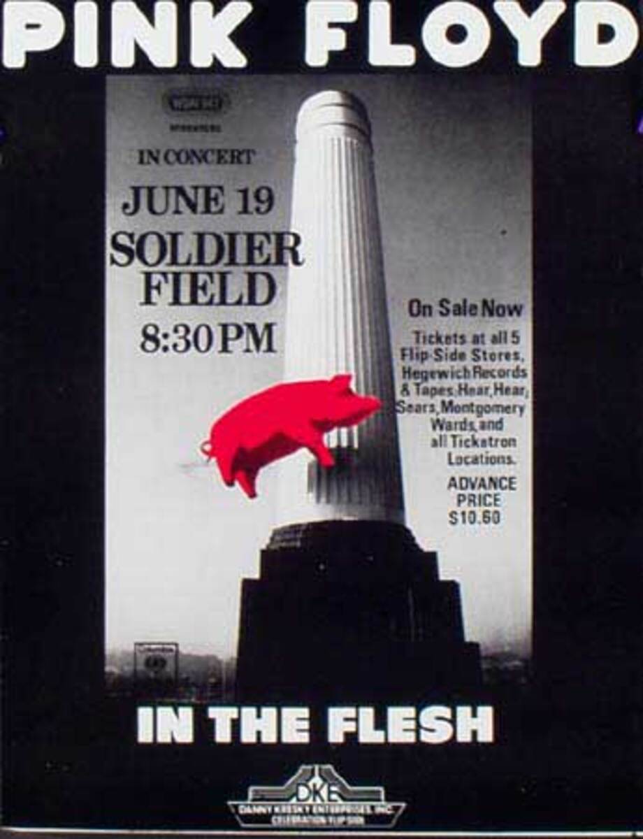 Pink Floyd Original Rock and Roll Poster In The Flesh Concert Poster Soldier Field