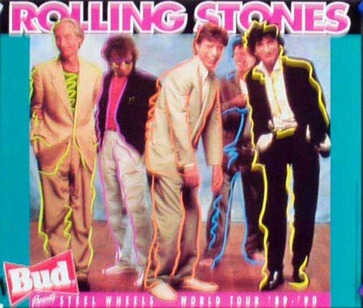 Rolling Stones Original Rock and Roll Poster Steel Wheel Tour bud sm