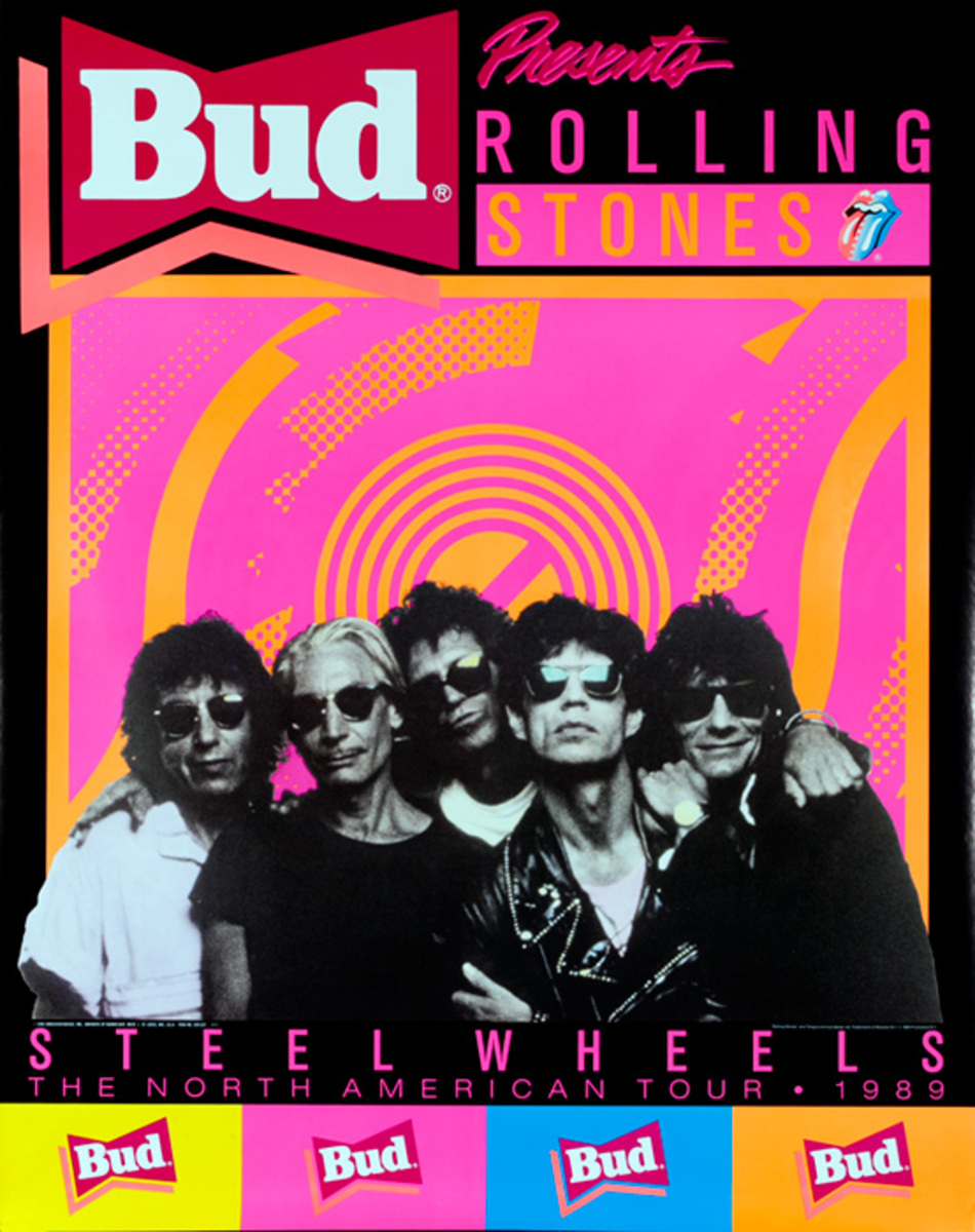 Rolling Stones Original Rock and Roll Poster Steel Wheel Tour bud lg