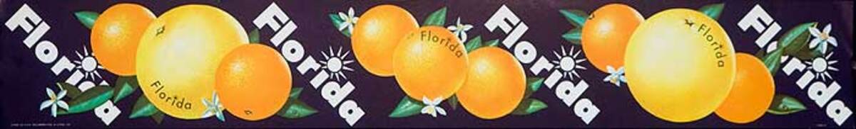 Florida Oranges and Graperfruits  Original American Advertising Poster purple