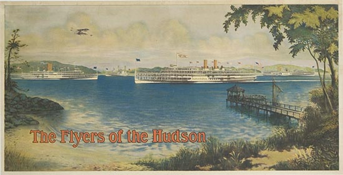 Flyers of the Hudson Original Hudson River Day Lines Travel Poster
