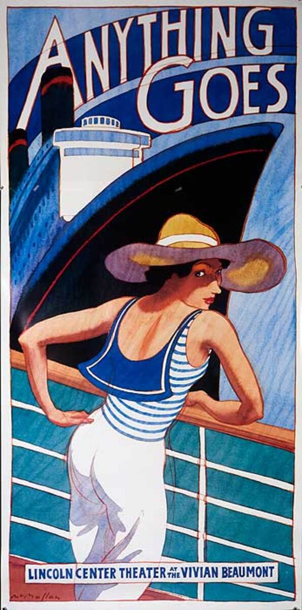 Anything Goes Original Broadway Theatre Poster Woman Looking over shoulder