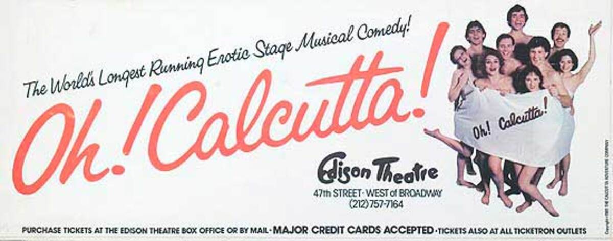 Oh Calcutta Original Theatre Advertising Poster