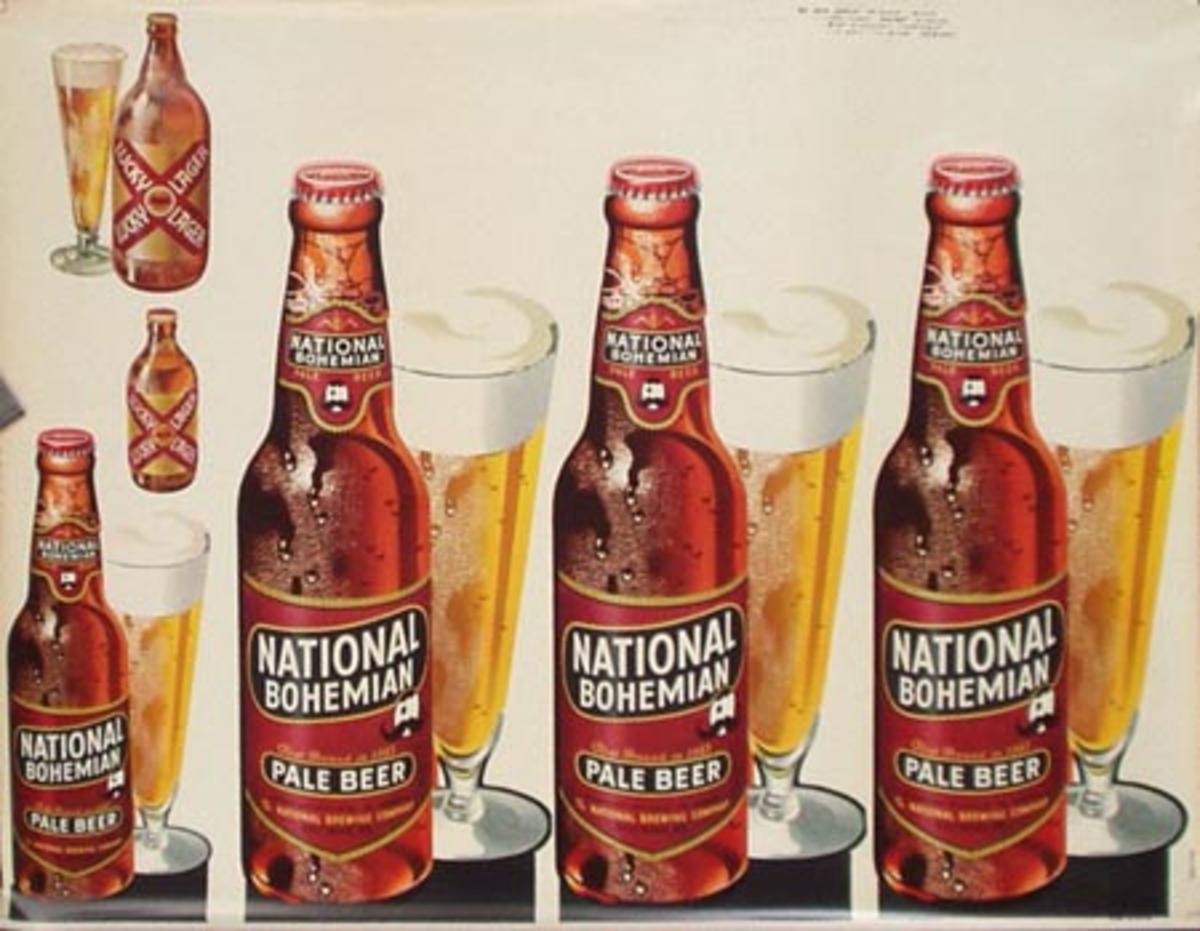 Original Vintage Bohemian Beer Advertising Poster