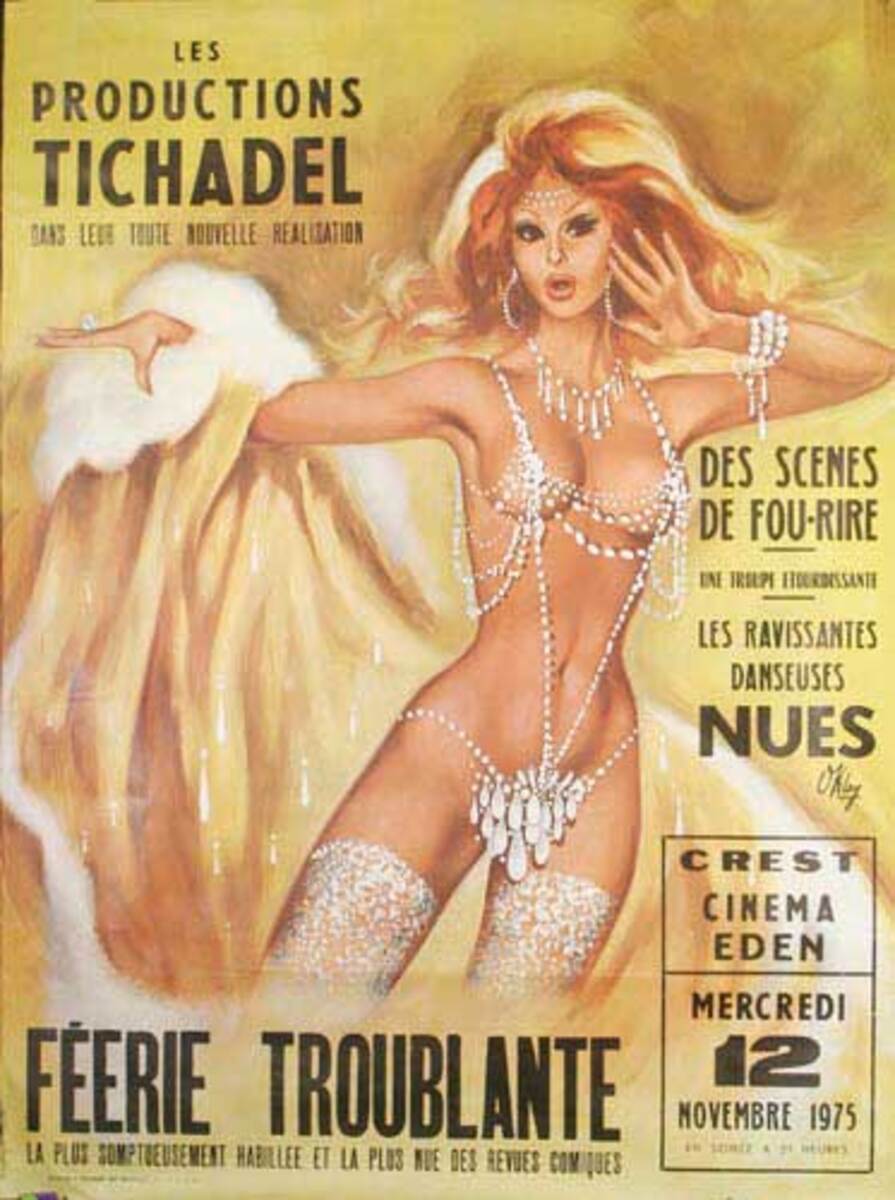 Tichadel Mercredi 12, Novembre 1975 Original French Cabaret Poster