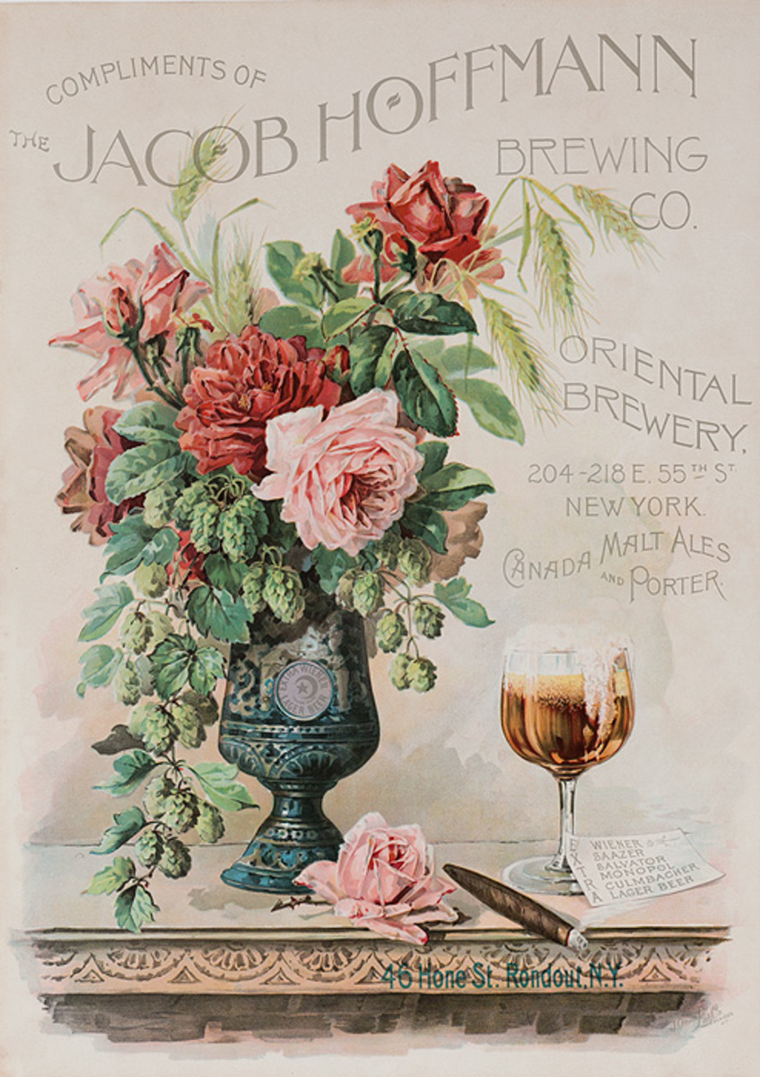 Original 1890s American Advertising Poster Jacob Hoffmann Brewing Company New York