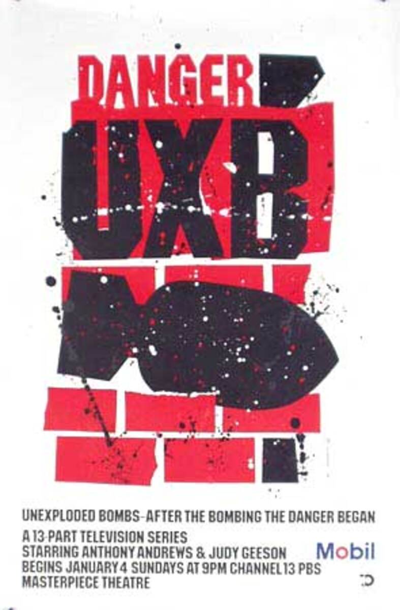 Danger UXB Mobil Masterpiece Theatre Original Vintage Public Television Advertising Poster