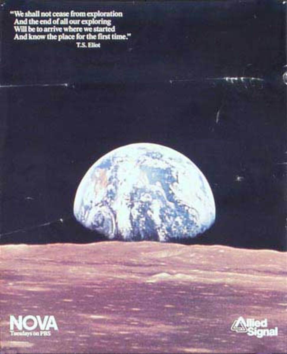 Nova Scene from the Moon to Earth Original Vintage Public Television Advertising Poster