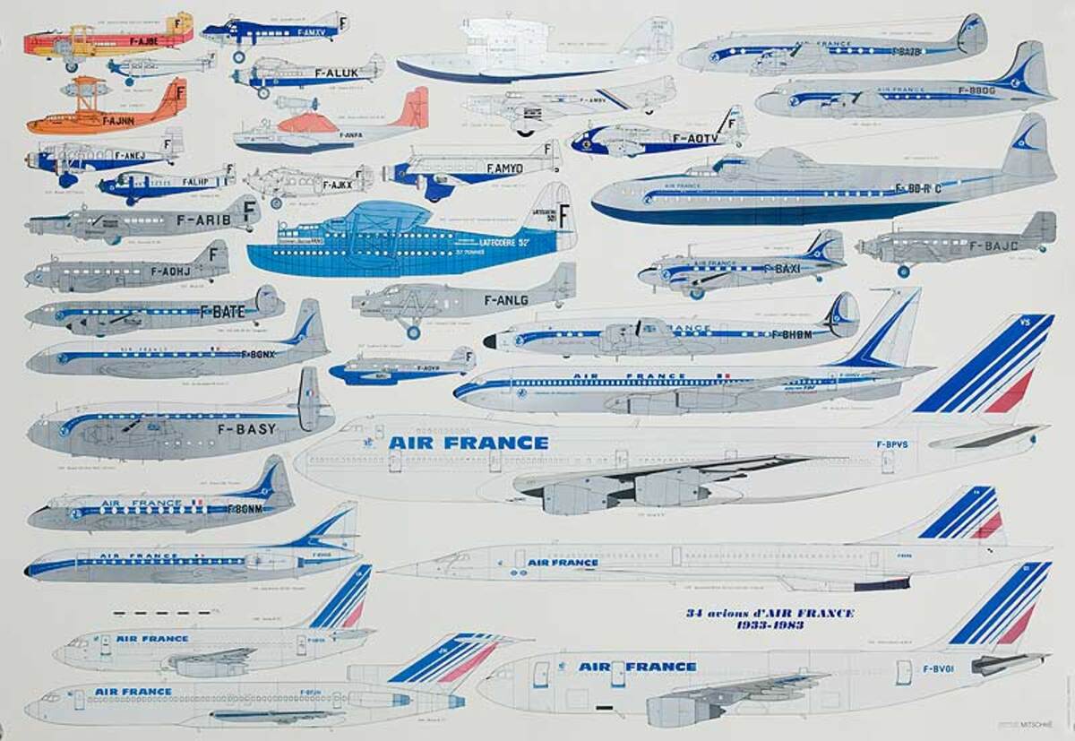 Air France Original Travel Poster Aircraft History