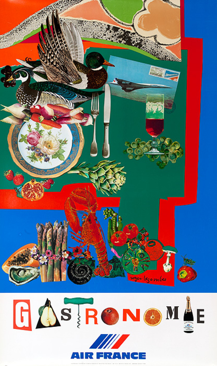 Air France Gastronomie Original Travel Poster (Mourlot)