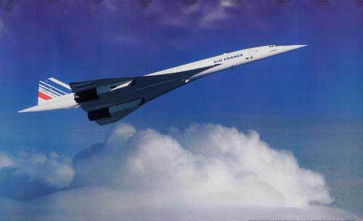 Air France Original Travel Poster Concorde in Flight Horizontal
