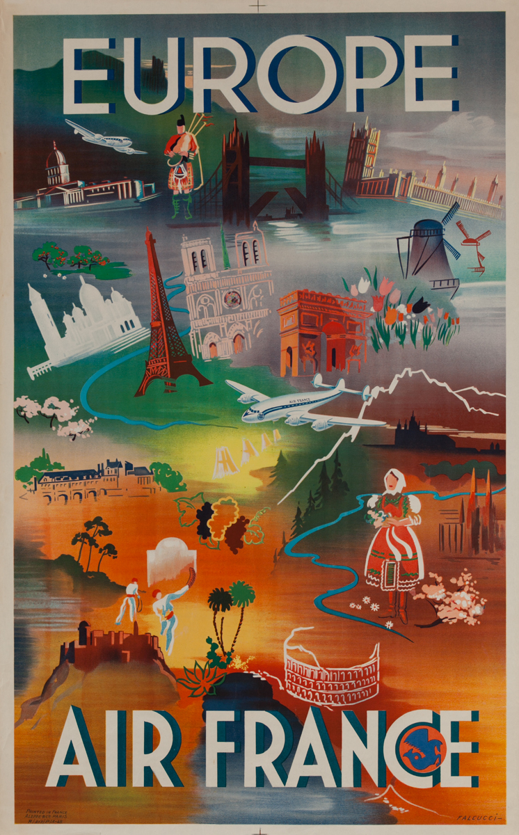 Air France Europe Icons Original Travel Poster