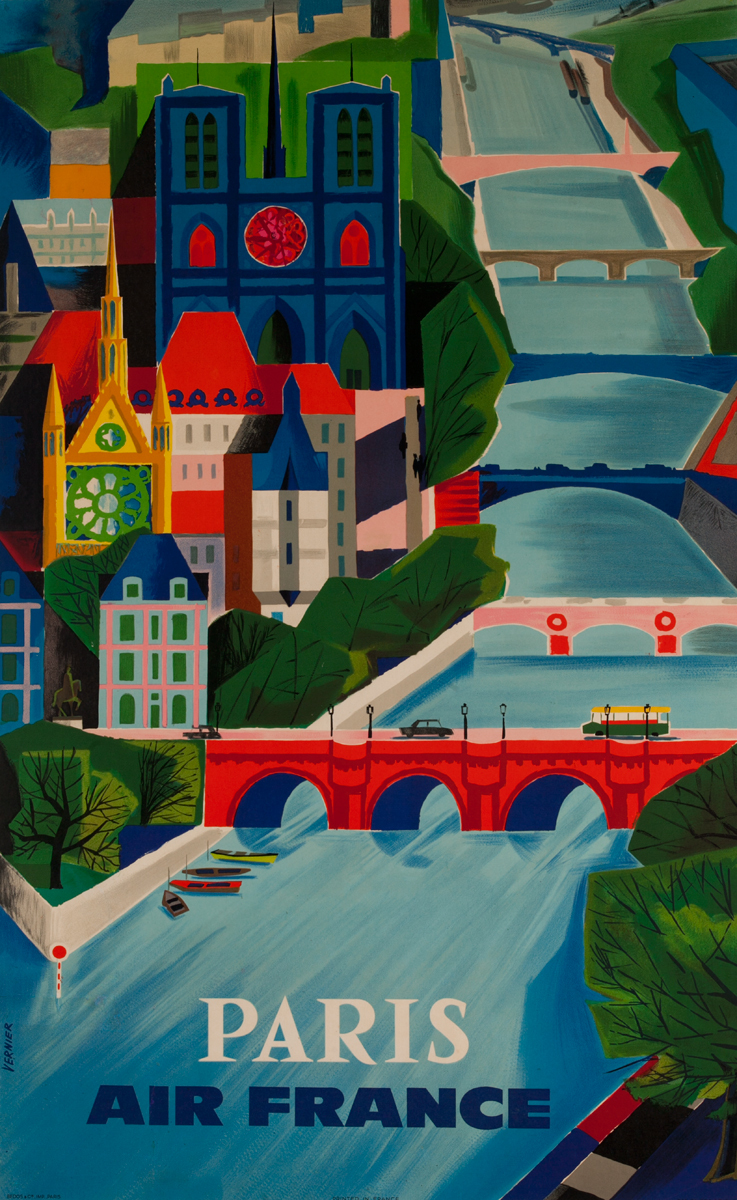 Air France Paris Original Travel Poster (Vernier)