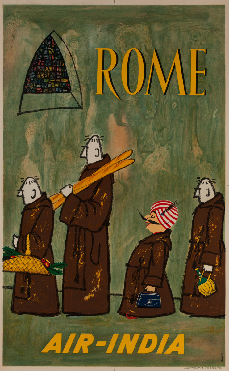 Air India Rome Original Travel Poster