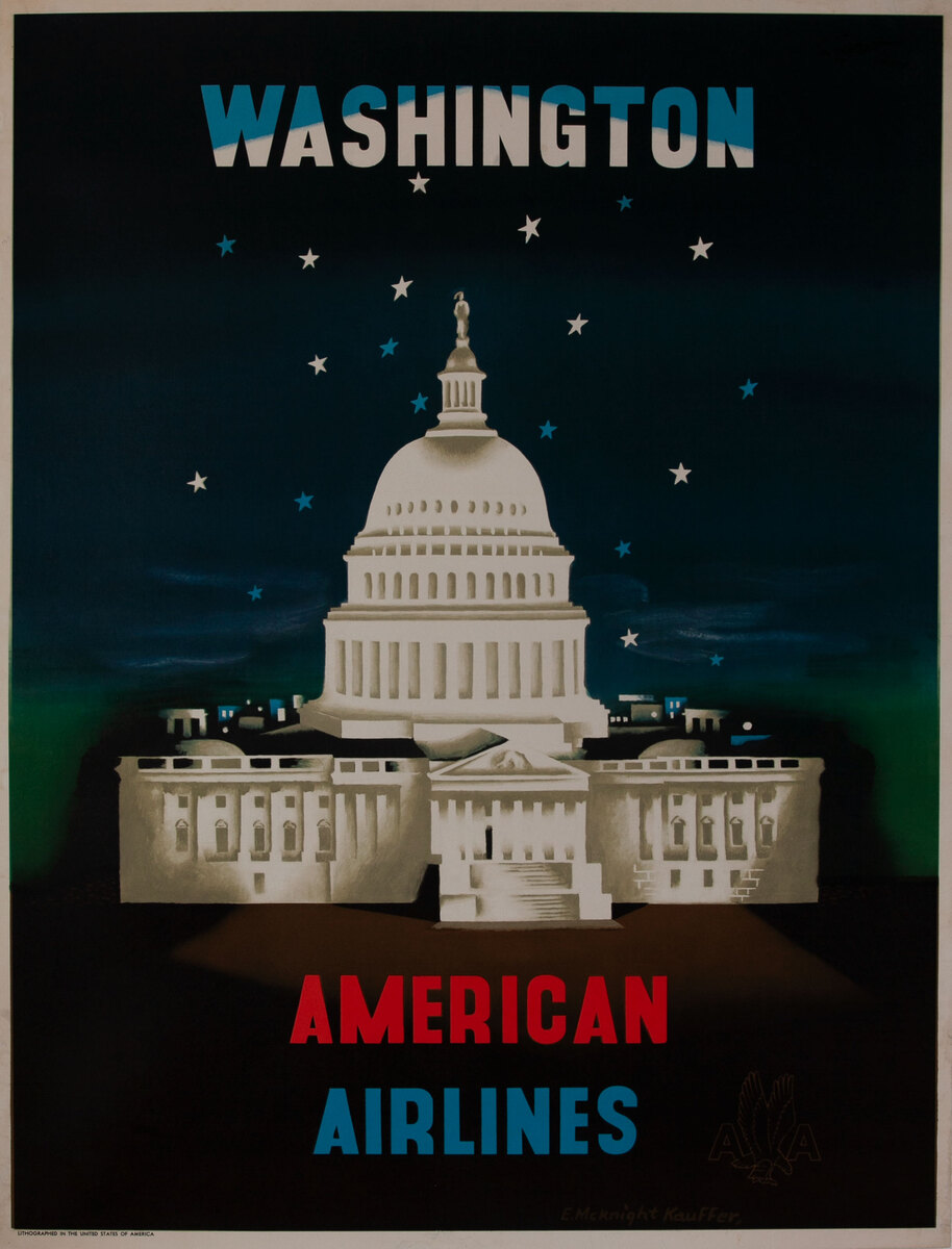American Airlines DC Original Travel Poster Kauffer