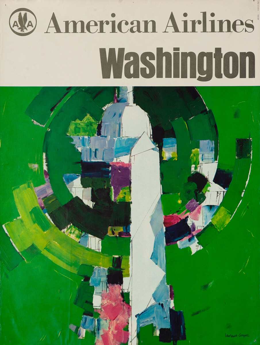 American Airlines DC Original Travel Poster Washington Monument