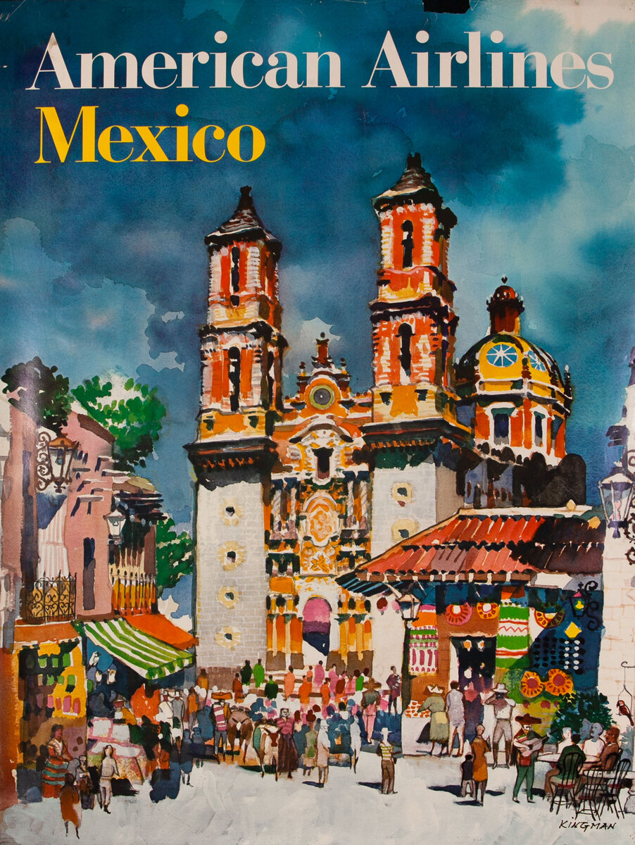 American Airlines Original Travel Poster Mexico Kingman