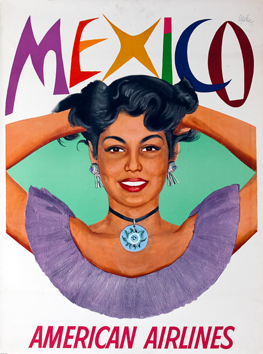 American Airlines Mexico Woman Original Travel Poster