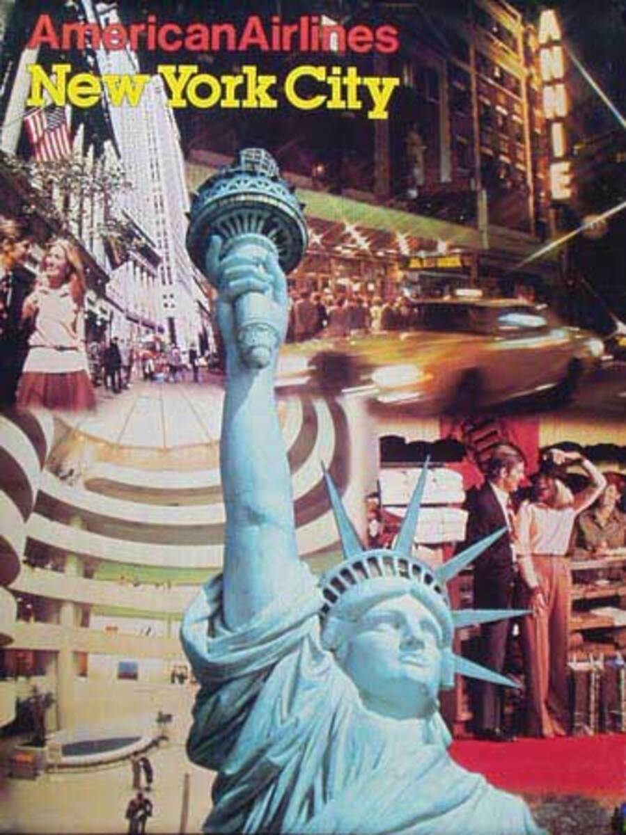 American Airlines New York City NYC Original Travel Poster photo montage