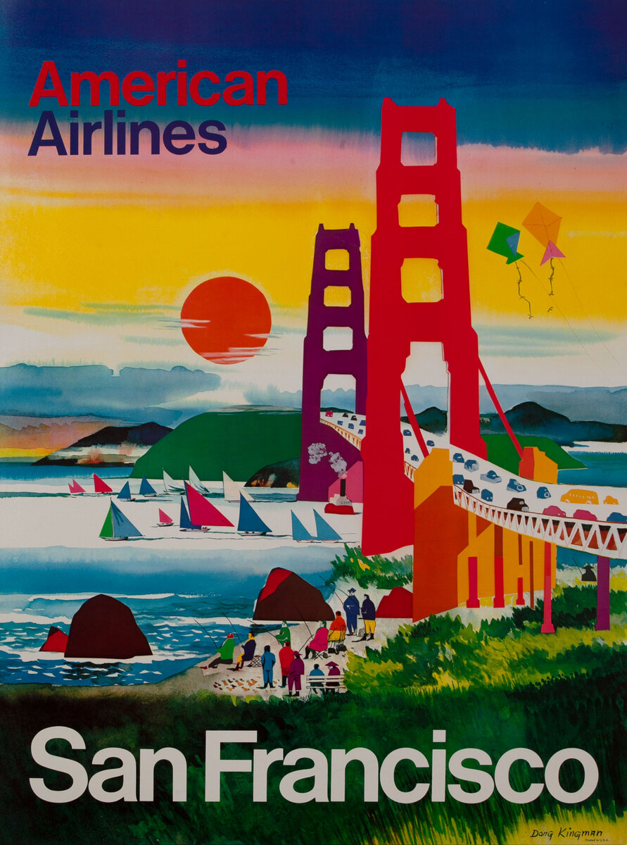 San Francisco American Airlines Original Travel Poster Dong Kingman