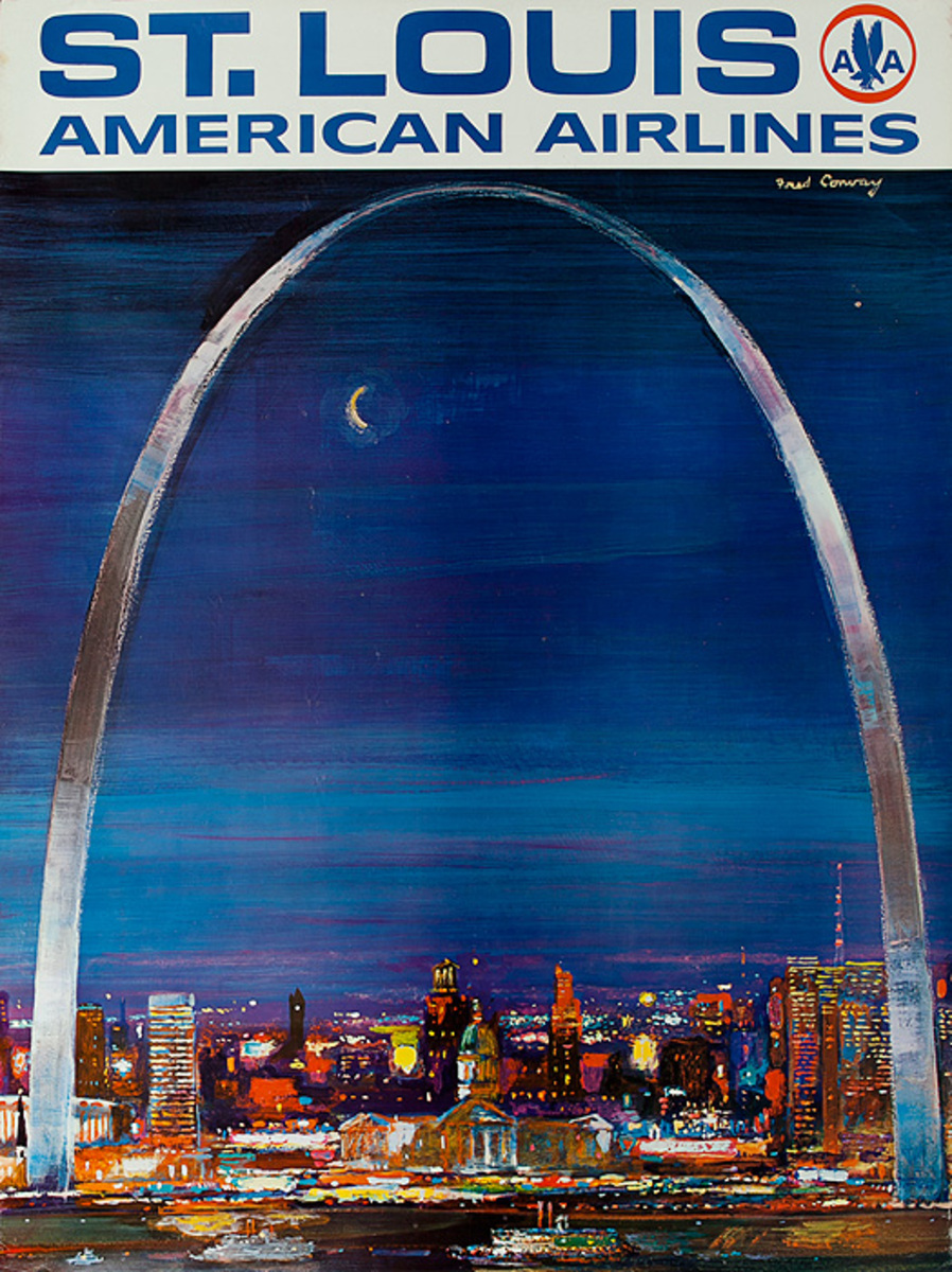 American Airlines Original Travel Poster St Louis Conway