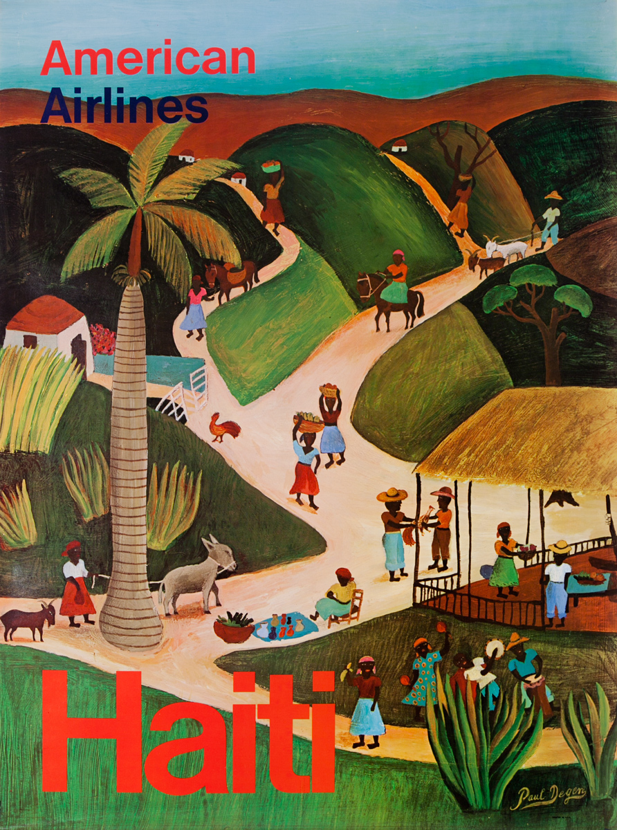 American Airlines Original Vintage Travel Poster Endless Summer Haiti 