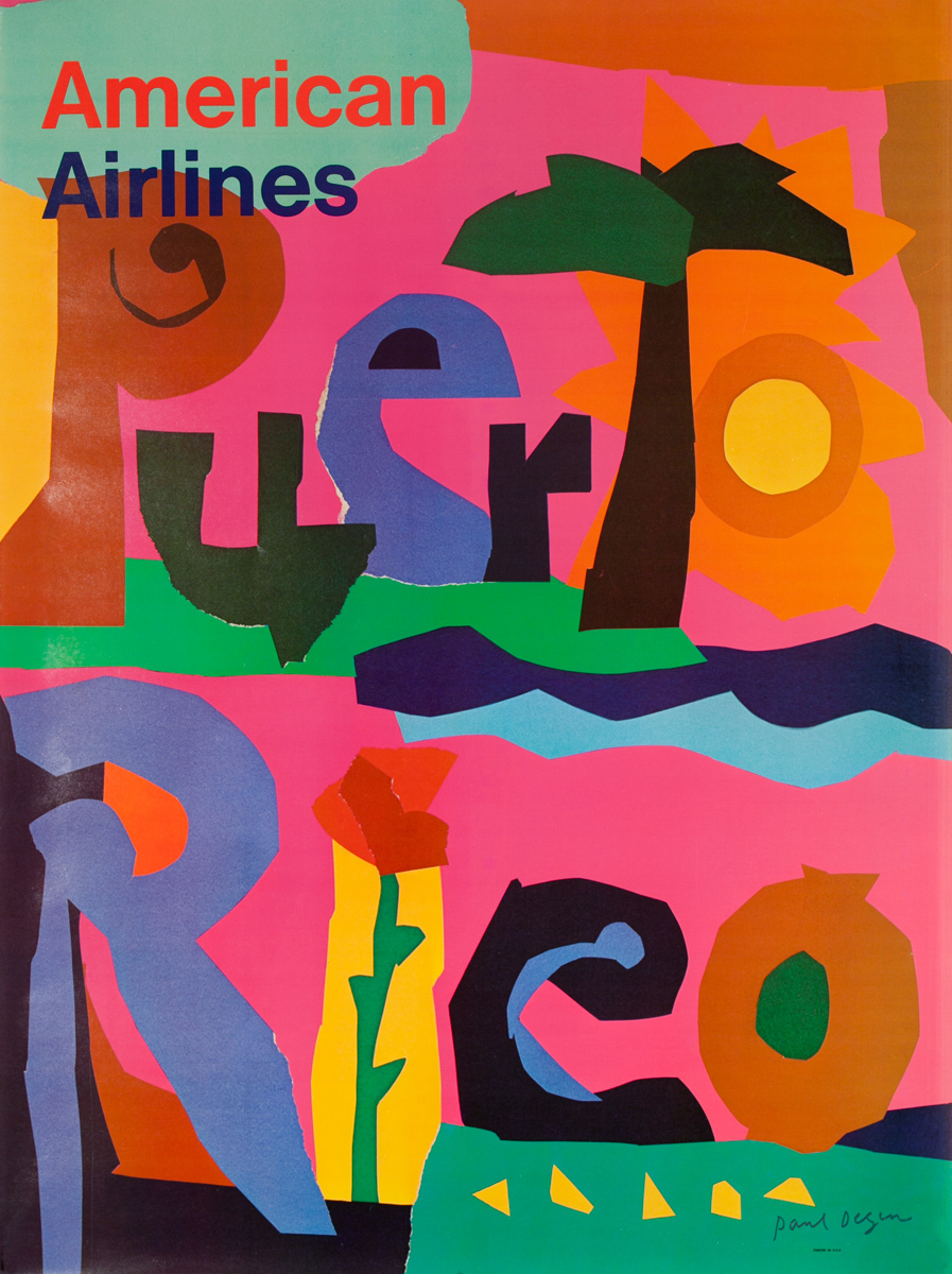 American Airlines Original Vintage Travel Poster Puerto Rico