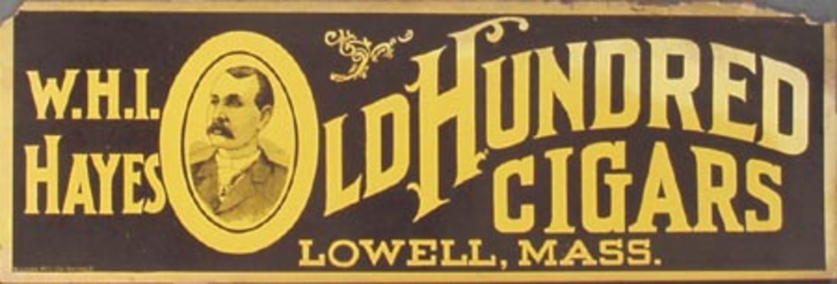 Original Vintage W.H.I. Hayes LD Hundred Cigar Poster Lowell, Mass.  