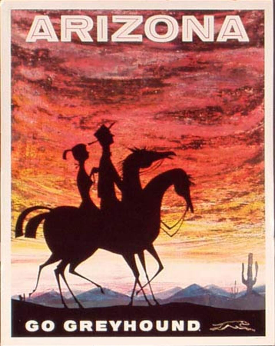 Greyhound Bus Lines Original Vintage Travel Poster Arizona