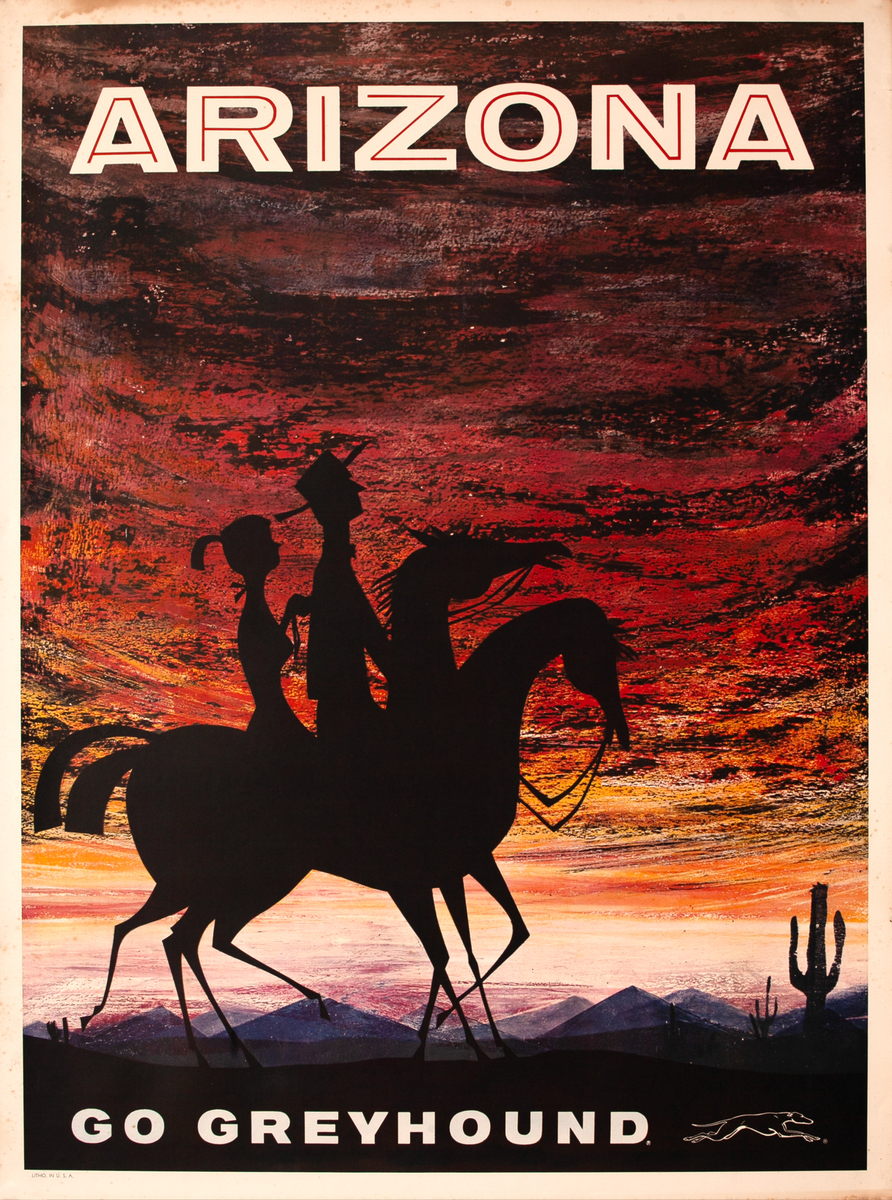 Greyhound Bus Lines Original Vintage Travel Poster Arizona