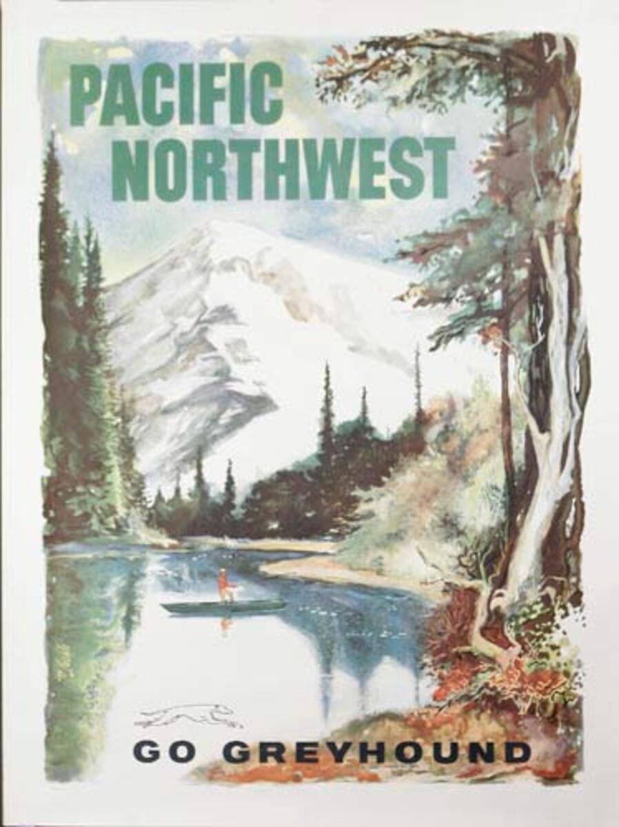 Pacific Northwest Greyhound Bus Lines Original Travel Poster
