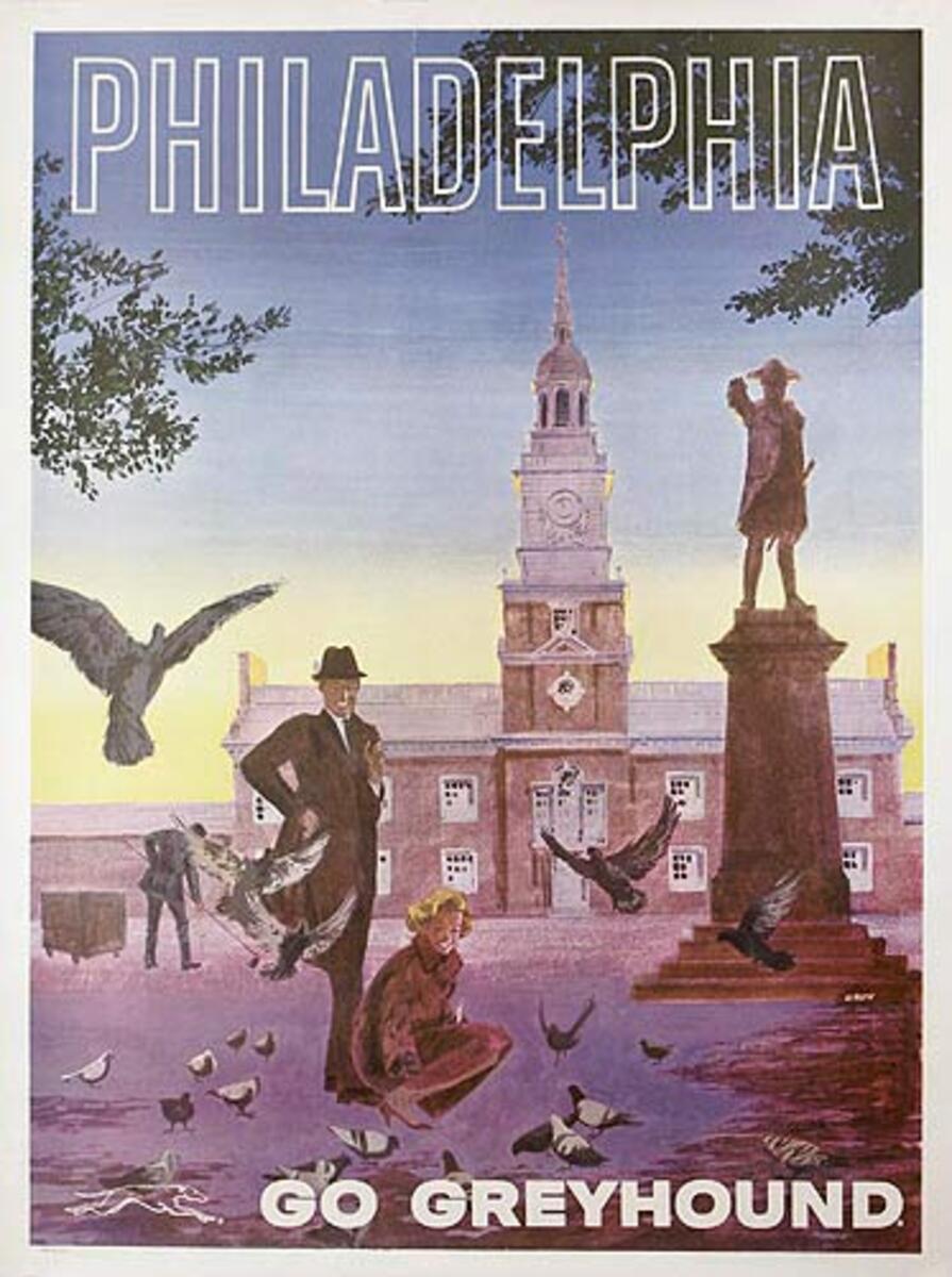 Philadelphia Greyhound Bus Lines Original Travel Poster