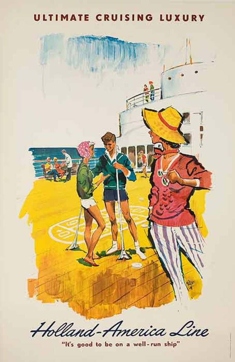 Holland America Shuffleboard Original Travel Poster