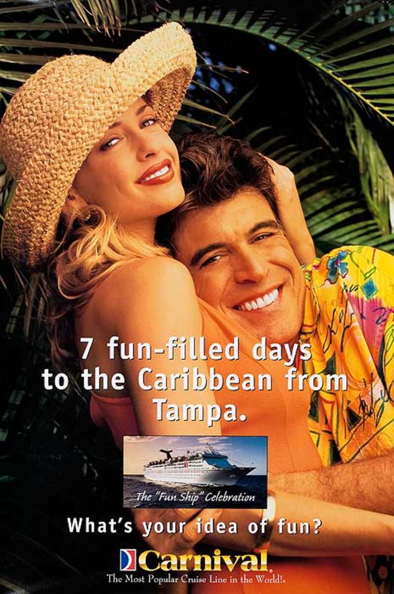 Carnival Cruise Lines Original Travel Poster 7 Fun Filled Days