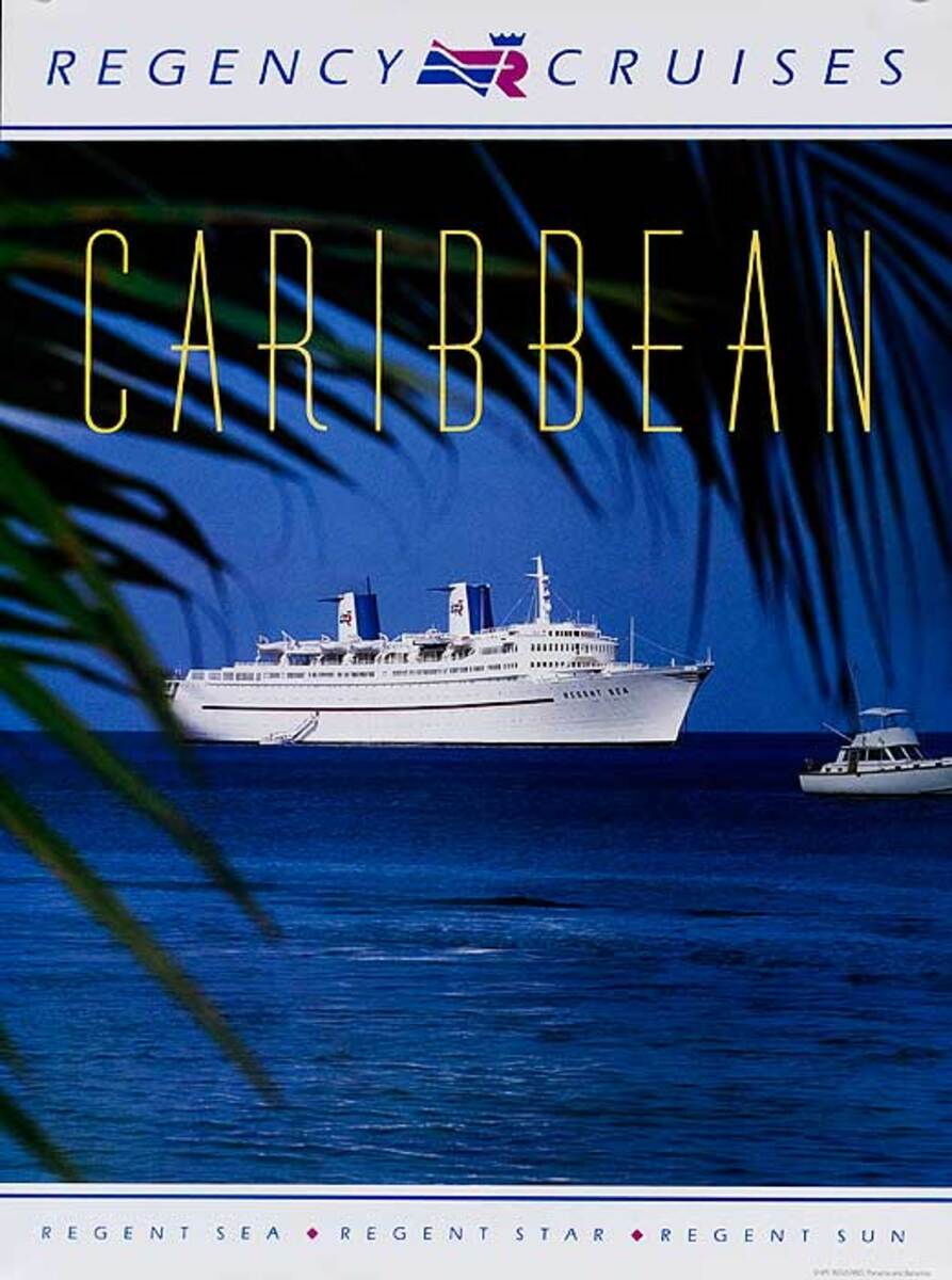 Regency Cruises Caribbean Original Cruise Line Travel Poster