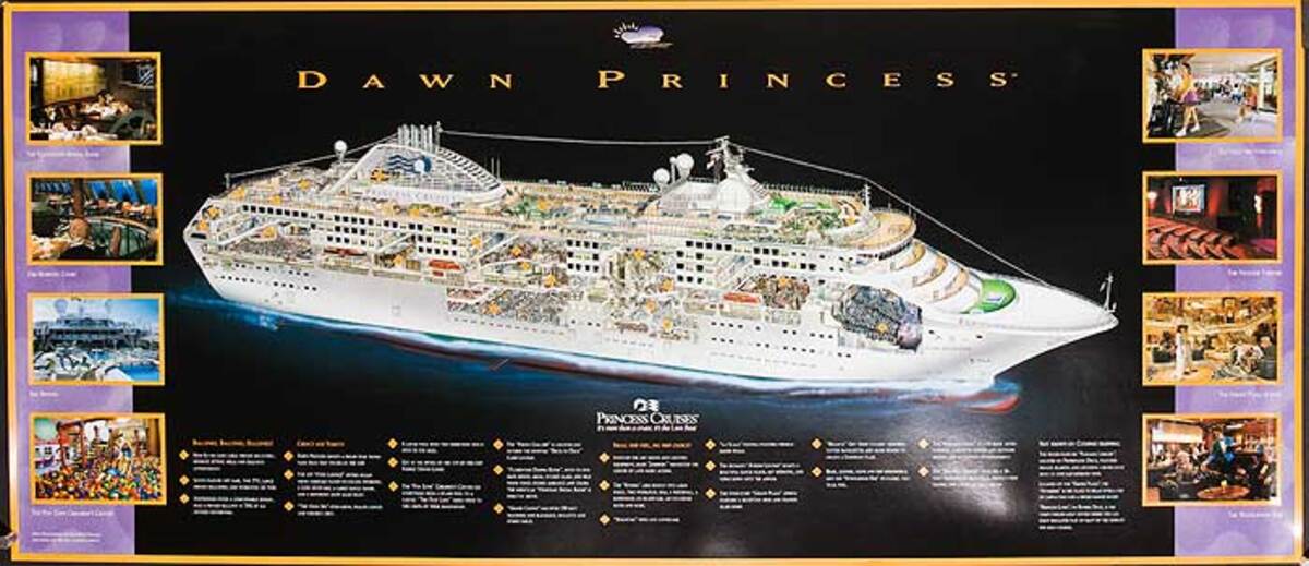Princess Cruises Original Cruise Line Travel Poster Dawn Princess