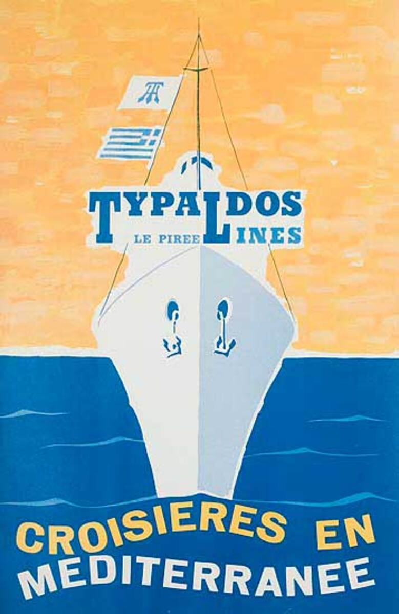 Typaldos Lines Original Mediterranee Cruise Travel Poster
