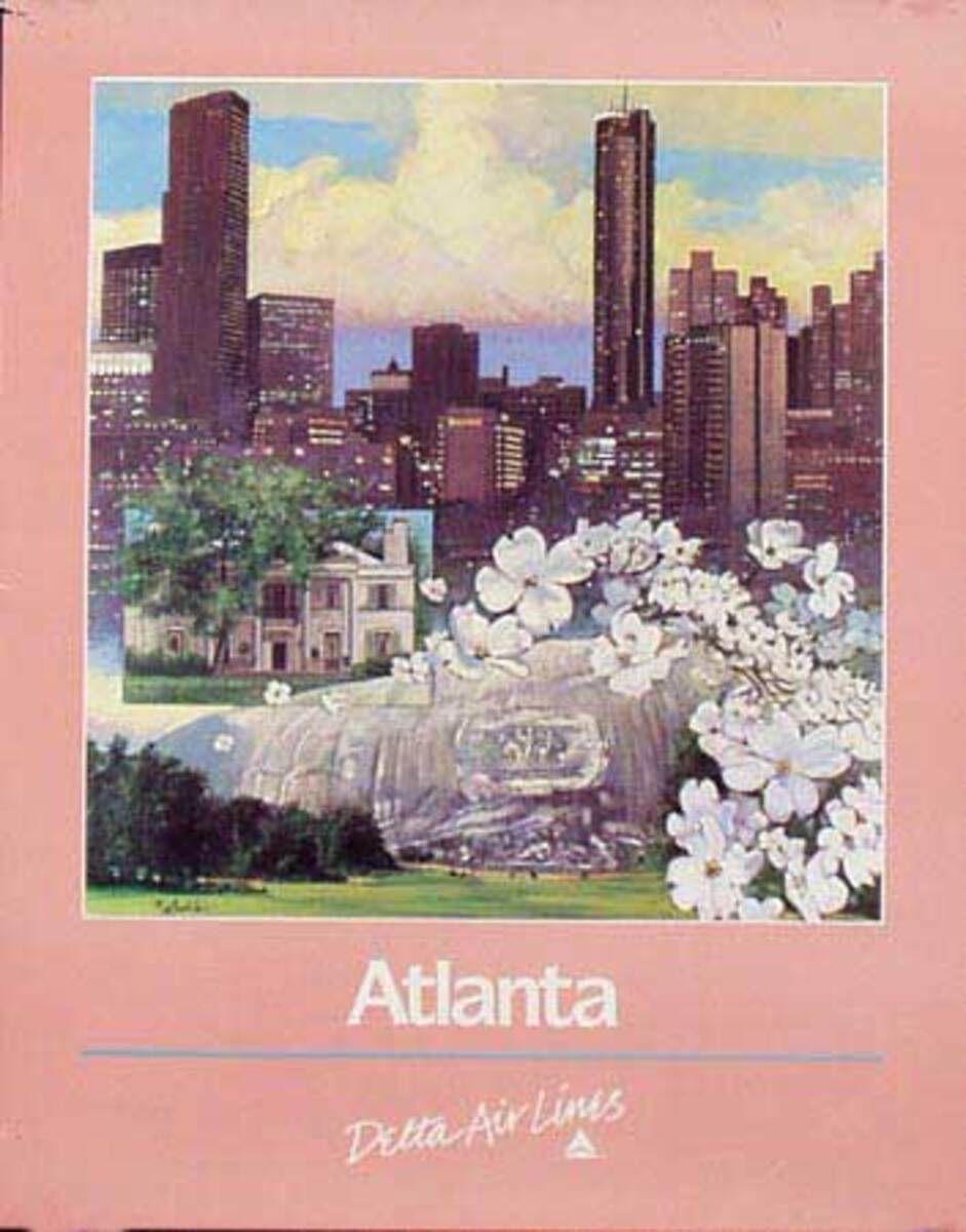 Delta Airlines Atlanta Original Vintage Advertising Travel Poster