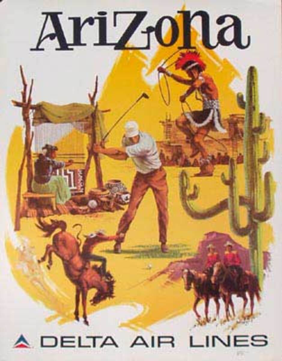 Delta Airlines Original Travel Poster Arizona