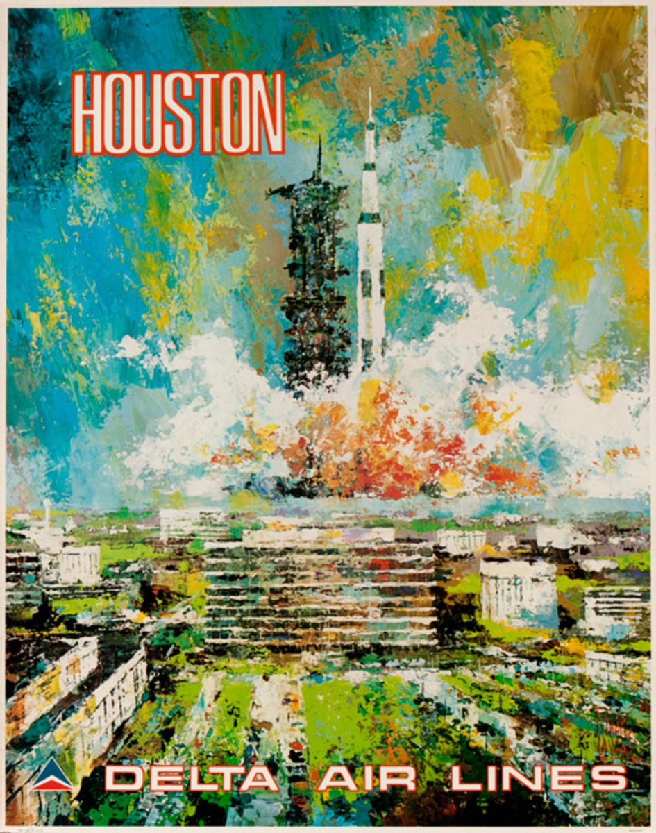 Delta Airlines Original Travel Poster Houston Laycox