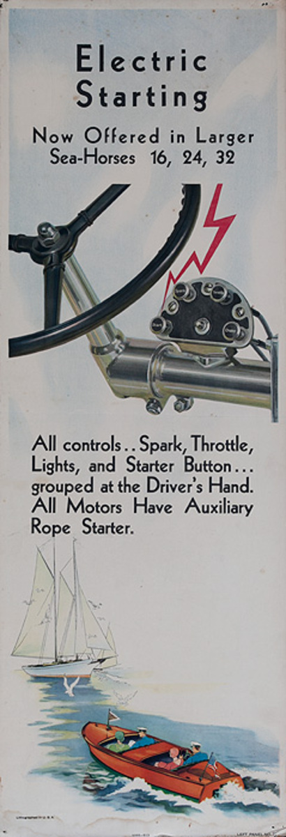 Motor Boat Engine Electric Starting Poster