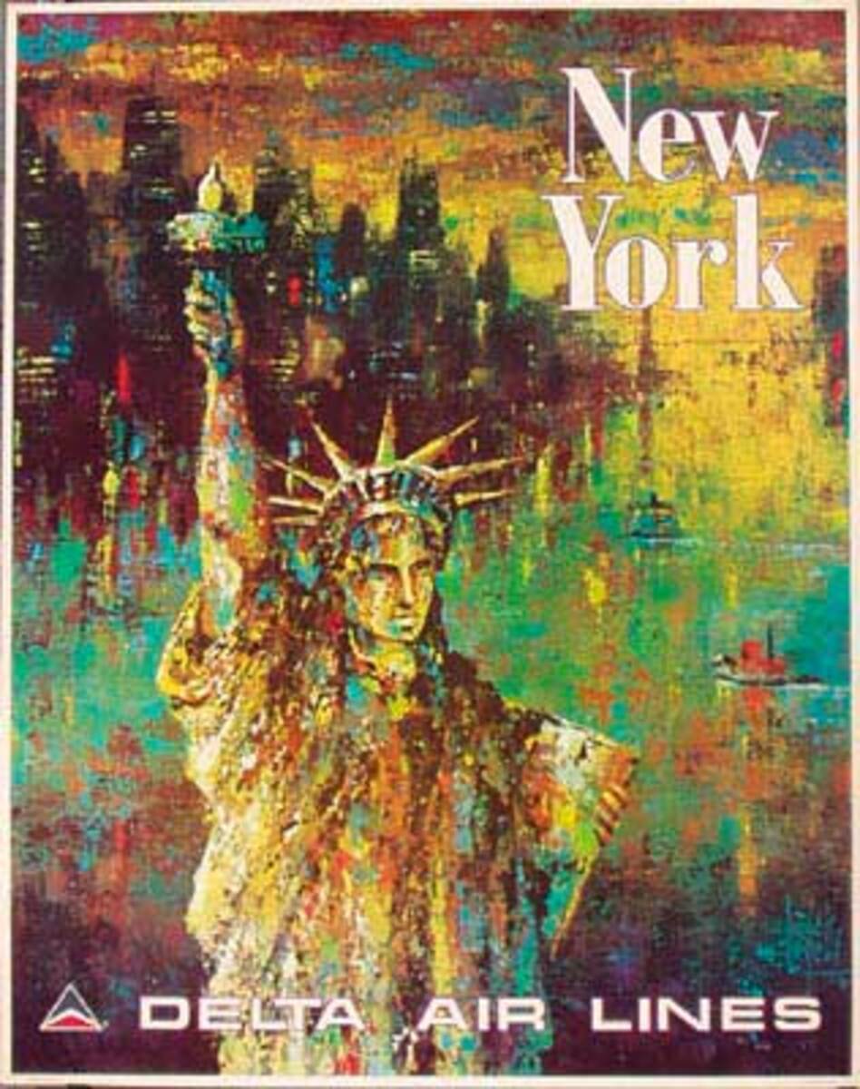 Delta Airlines Original Travel Poster New York Laycox