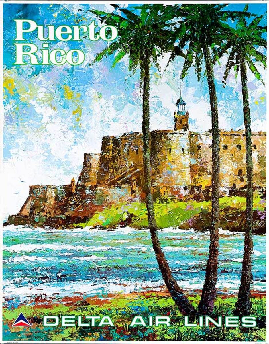 Delta Air Lines Original Travel Poster Puerto Rico Laycox