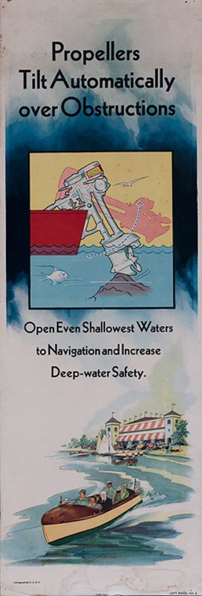 Motor Boat Engine Electric Propeller Original Advertising Poster