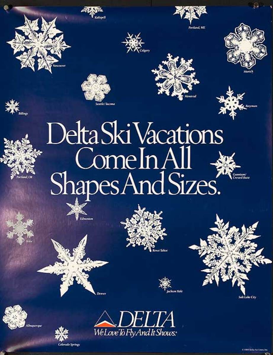 Delta Airlines Ski Vacations Come in All Sizes Travel Poster