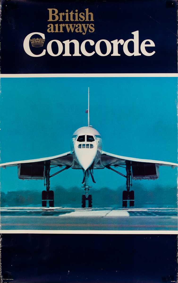 British Airways Concorde on runway Original Travel Poster
